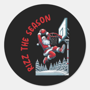 Rizz The Season Santa Claus Sketll Funny Boys Chri Classic Round Sticker