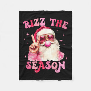 Rizz The Season Santa Pink Bubble Gum Rizzmas Chri Fleece Blanket