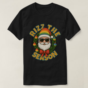 Rizz The Season Trendy Christmas Gay Rainbow Santa T-Shirt