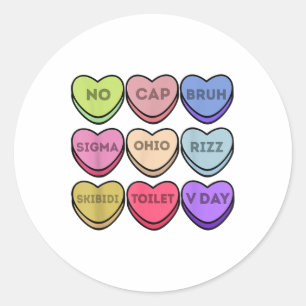 Rizz Valentines Candy Heart Boys Valentine Bruh Si Classic Round Sticker