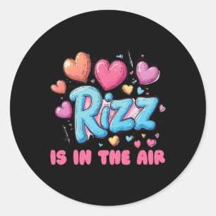 Rizz Valentines Day - Cute Hearts Meme Saying  Classic Round Sticker