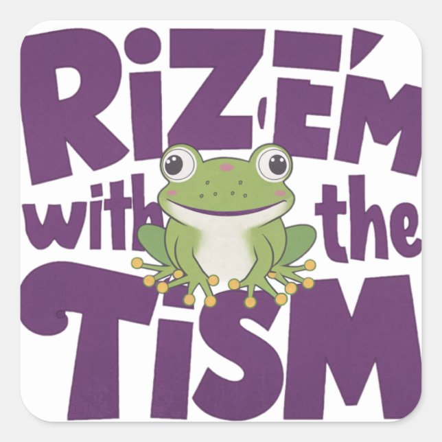 Rizz'em with the tism , tism square sticker (Front)