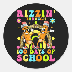 Rizzin' Through 100 Days Of School Kids 100th Day  Classic Round Sticker