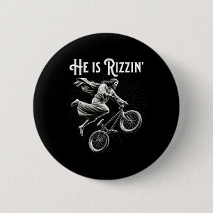 Rizzler Getting Air Funny Rizz He Is Rizzin Jesus  6 Cm Round Badge