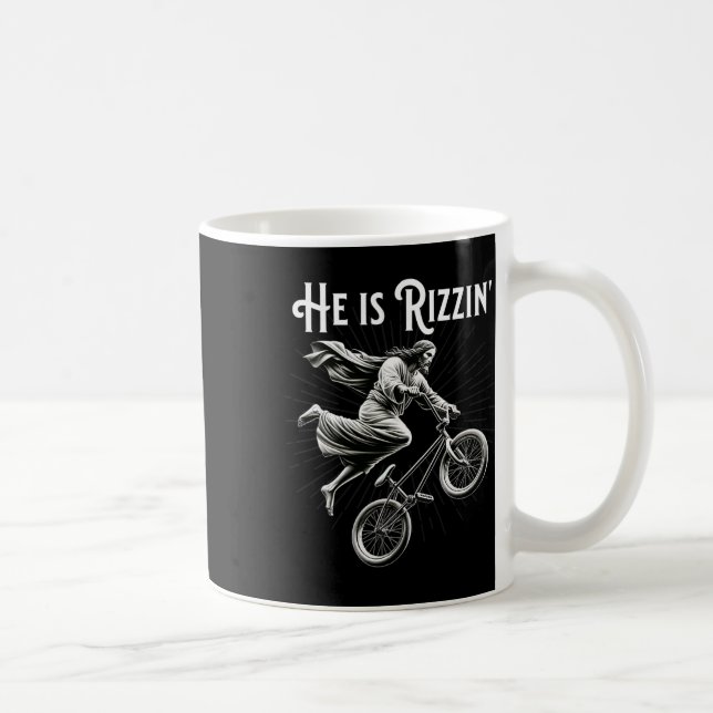 Rizzler Getting Air Funny Rizz He Is Rizzin Jesus  Coffee Mug (Right)