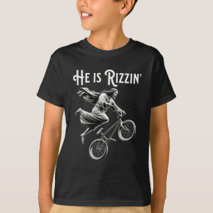 Rizzler Getting Air Funny Rizz He Is Rizzin Jesus T-Shirt