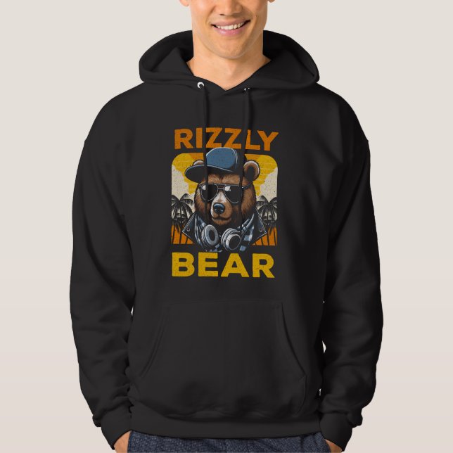 Rizzly Bear Cool Bear Wearing Sunglasses Rizz For  Hoodie (Front)