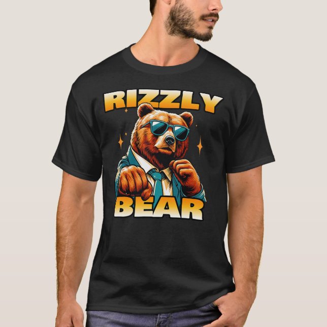 Rizzly Bear Wearing Sunglasses Cool Grizzly Bear T-Shirt (Front)
