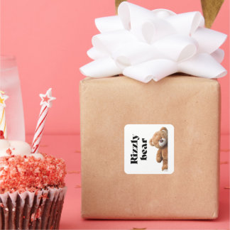 Rizzly cute teddy bear design funny quote square sticker