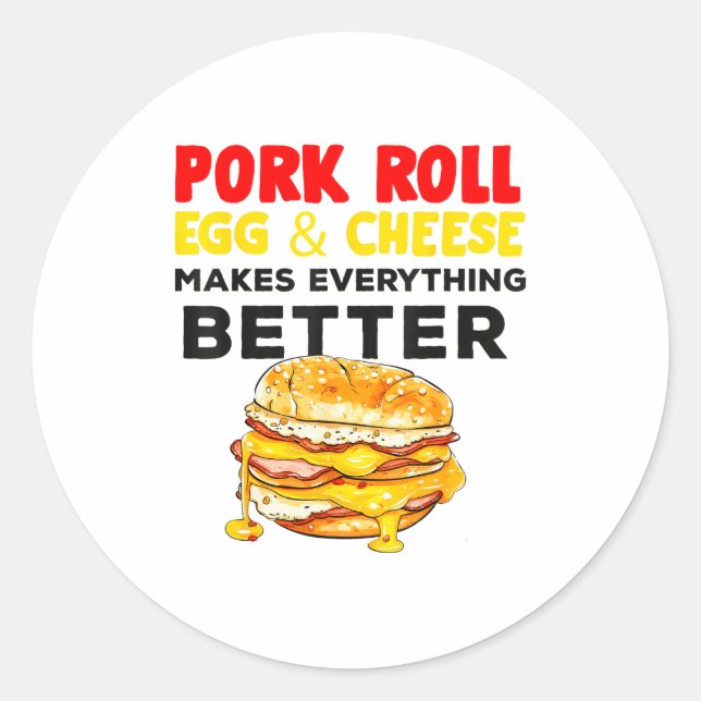 Rk Roll Egg And Cheese New Jersey Pride Nj Foodie  Classic Round Sticker (Front)