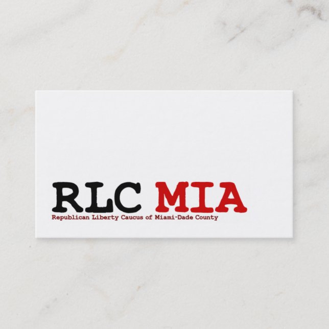 RLC MIA business cards (Front)