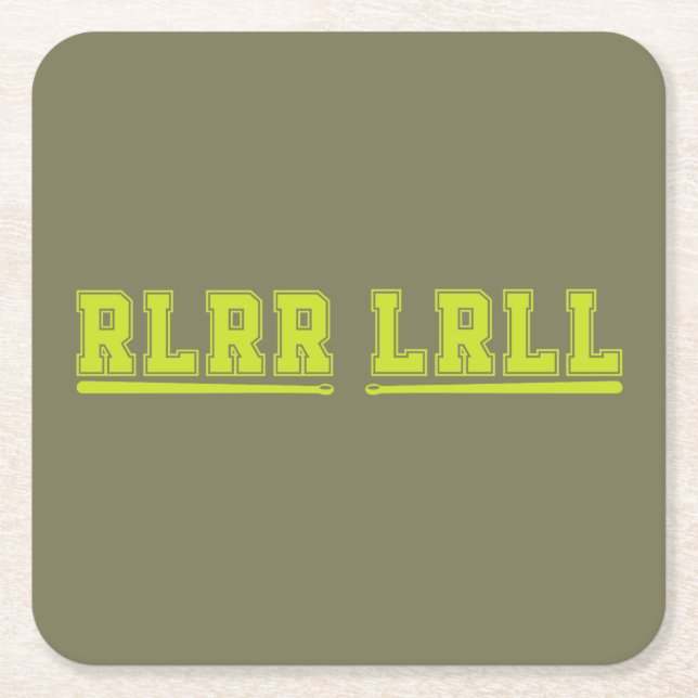 RLRR LRLL Drumsticks Band Drum Drummer Funny  Square Paper Coaster (Front)
