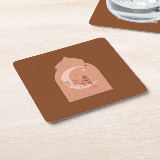  Rmadan Kareem Aesthetic Boho Fleece Blanket Throw Square Paper Coaster (Angled)