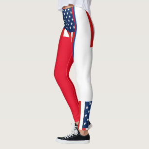 rmdesignflo55 USA Flag a red Leggings