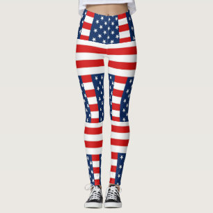 rmdesignflo55 USA Flag on a red background Leggings
