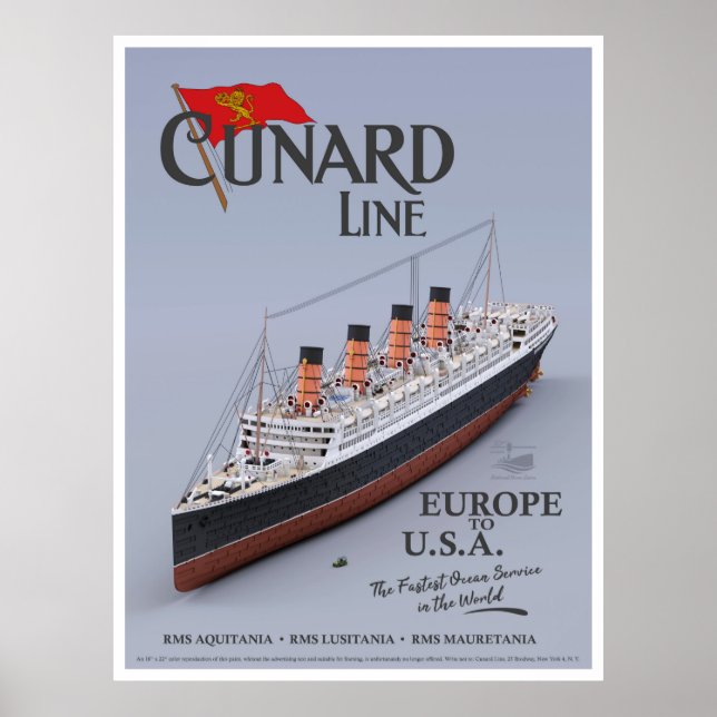 RMS Aquitania - Cunard Line (fiktives Plakat) Poster (Front)
