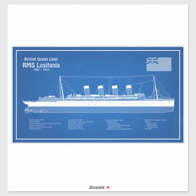 RMS Lusitania - Ship Blueprint Plans ABD (Sheet)
