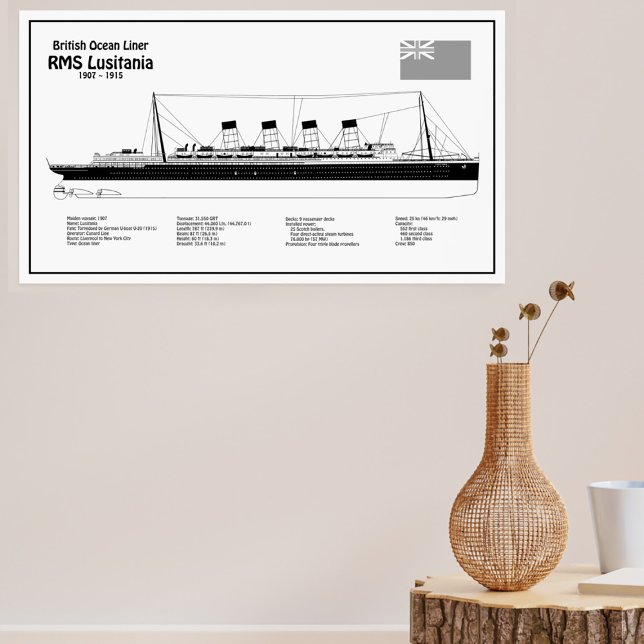 RMS Lusitania - Ship Blueprint Plans BD Poster (Creator Uploaded)