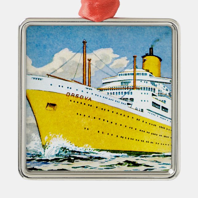 RMS Orsova at Sea Metal Tree Decoration (Front)