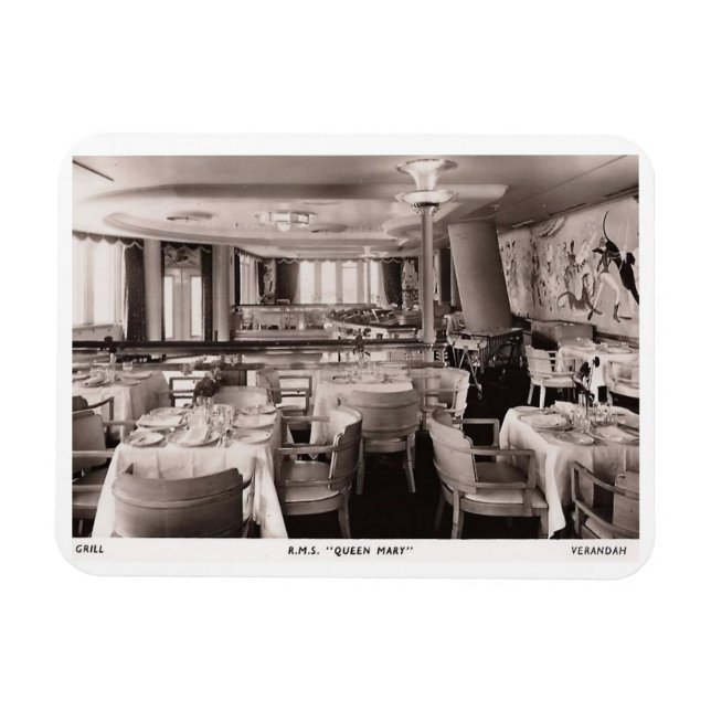 RMS Passenger Ship, Queen Mary, Grill Vintage  Magnet (Horizontal)