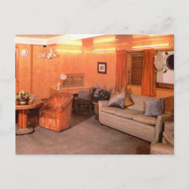 RMS Queen Mary First Class Sitting Area Postcard (Front)