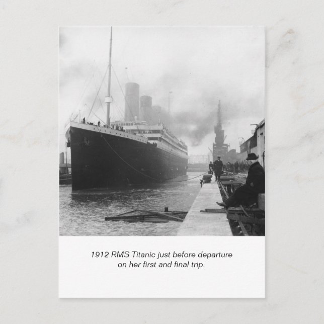 RMS Titanic before departure and poem Postcard (Front)