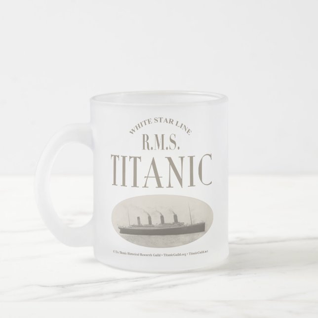 RMS Titanic Ghost Ship Sepia Frosted Glass Mug (Left)
