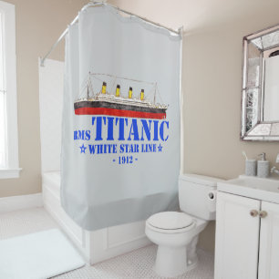 RMS Titanic Illustration - White Star Line 1912 Shower Curtain