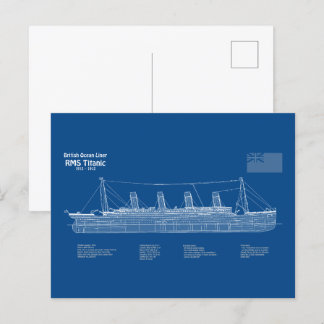 RMS Titanic Ship Blueprint Plans ABD Postcard