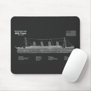RMS Titanic Ship Blueprint Plans PBD Mouse Pad