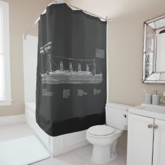 RMS Titanic Ship Blueprint Plans PBD Shower Curtain