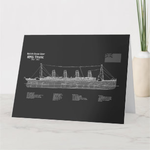 RMS Titanic Ship Blueprint Plans PBD Thank You Card