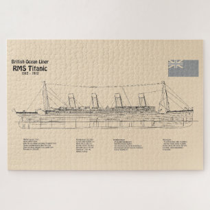 RMS Titanic Ship Blueprint Plans SD Jigsaw Puzzle
