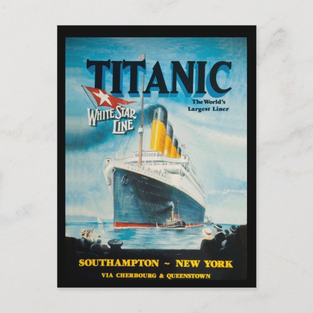 RMS Titanic Travel Ad Postcard (Front)