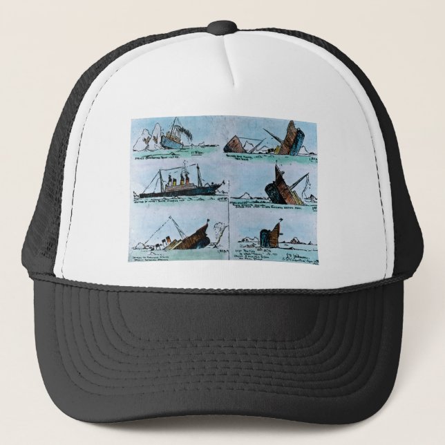 RMS Titanic Vintage Illustration of Sinking Trucker Hat (Front)