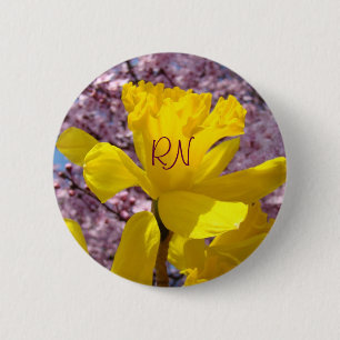 RN buttons Nurse Nurses Spring Daffodils Nursing