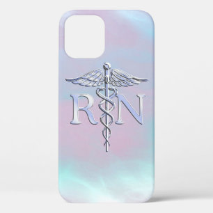 RN Caduceus Medical Mother Pearl Decor iPhone 12 Case