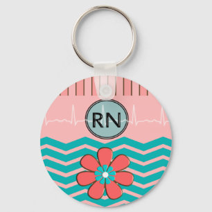 RN Chevron Pattern Pink and Blue Key Ring