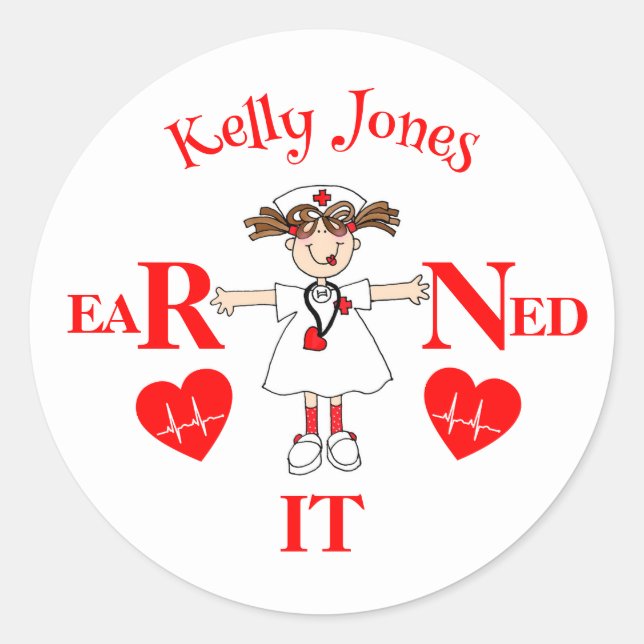 RN Earned it Graduation  Classic Round Sticker (Front)