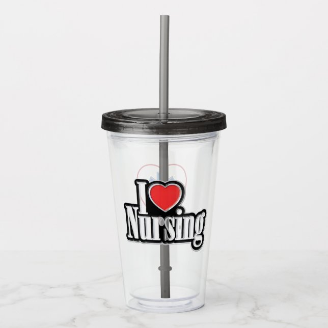 RN I Love Nursing Acrylic Tumbler (Front)