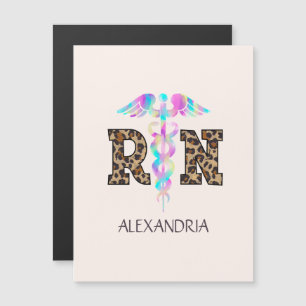 "RN" in Leopard Print- Colourful Medical Logo