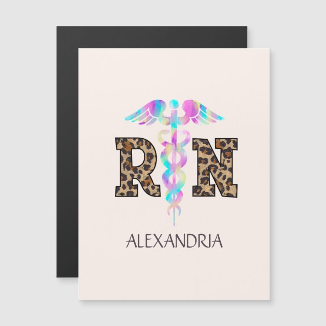 "RN" in Leopard Print- Colourful Medical Logo (Front/Back)