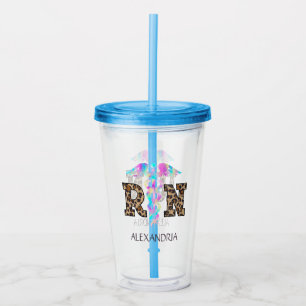 "RN" in Leopard Print- Colourful Medical Logo Acrylic Tumbler