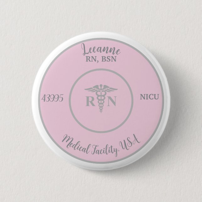 RN Logo, Pink ID Button (Front)