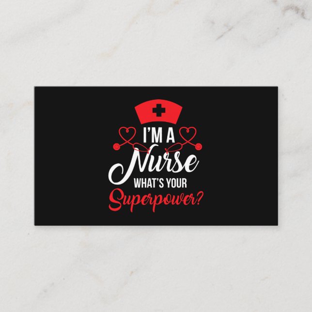 RN LVN CNA Nurse Superpower Cool Nursing Graduate  Business Card (Front)