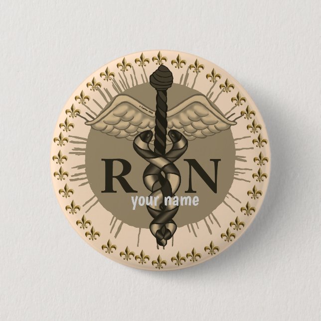 RN Nurse Caduceus button (Front)