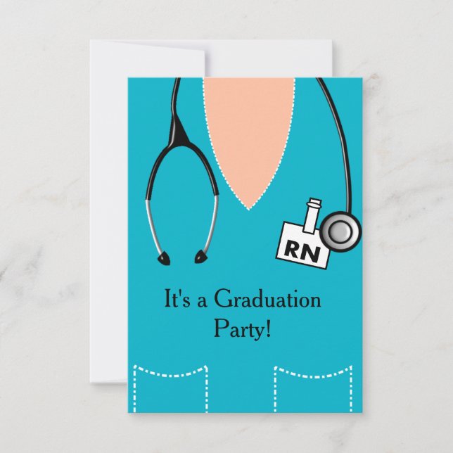 RN Nurse Graduation Invitation Scrub Top #51 (Front)