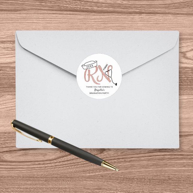 RN nurse graduation party thank you favour idea Classic Round Sticker (Creator Uploaded)