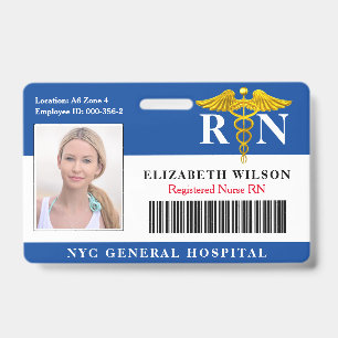 RN Nurse Hospital Medical Employee Photo ID Badge