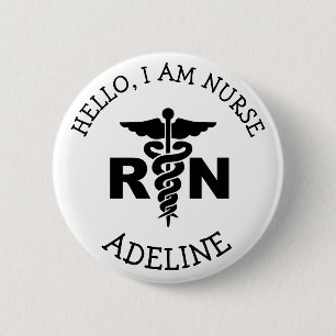RN Nurse Medical Symbol Personalised Name 6 Cm Round Badge
